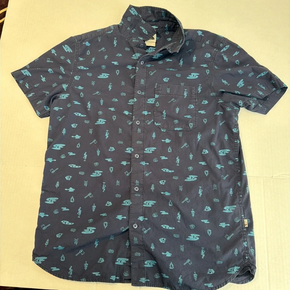 Men's The North Face  Navy /Blue Teal Outdoor Adventure Print-Size Large